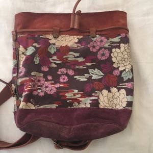 Lucky Brand oriental canvas and suede backpack